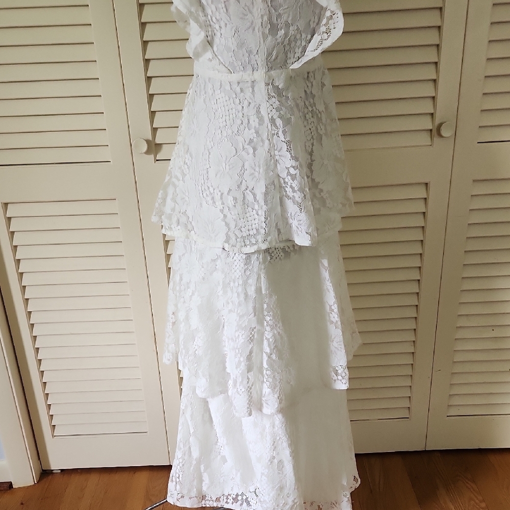 Lulus Molinetto White Lace Ruffled Tiered Sleeveless Maxi Dress - Picture 7 of 12